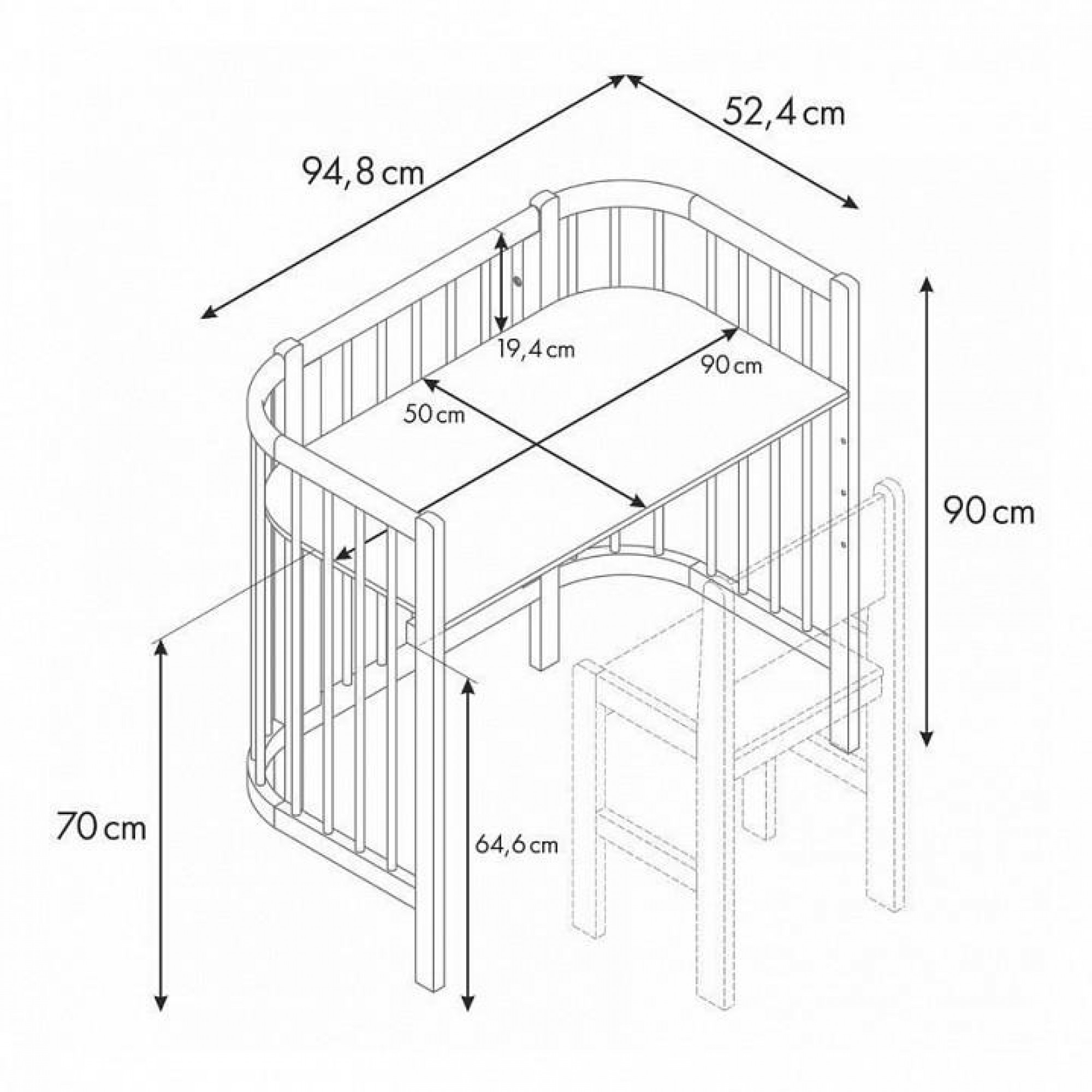 Кроватка Polini kids Simple 120 белый 948х825х958(TPL_0003123-04)