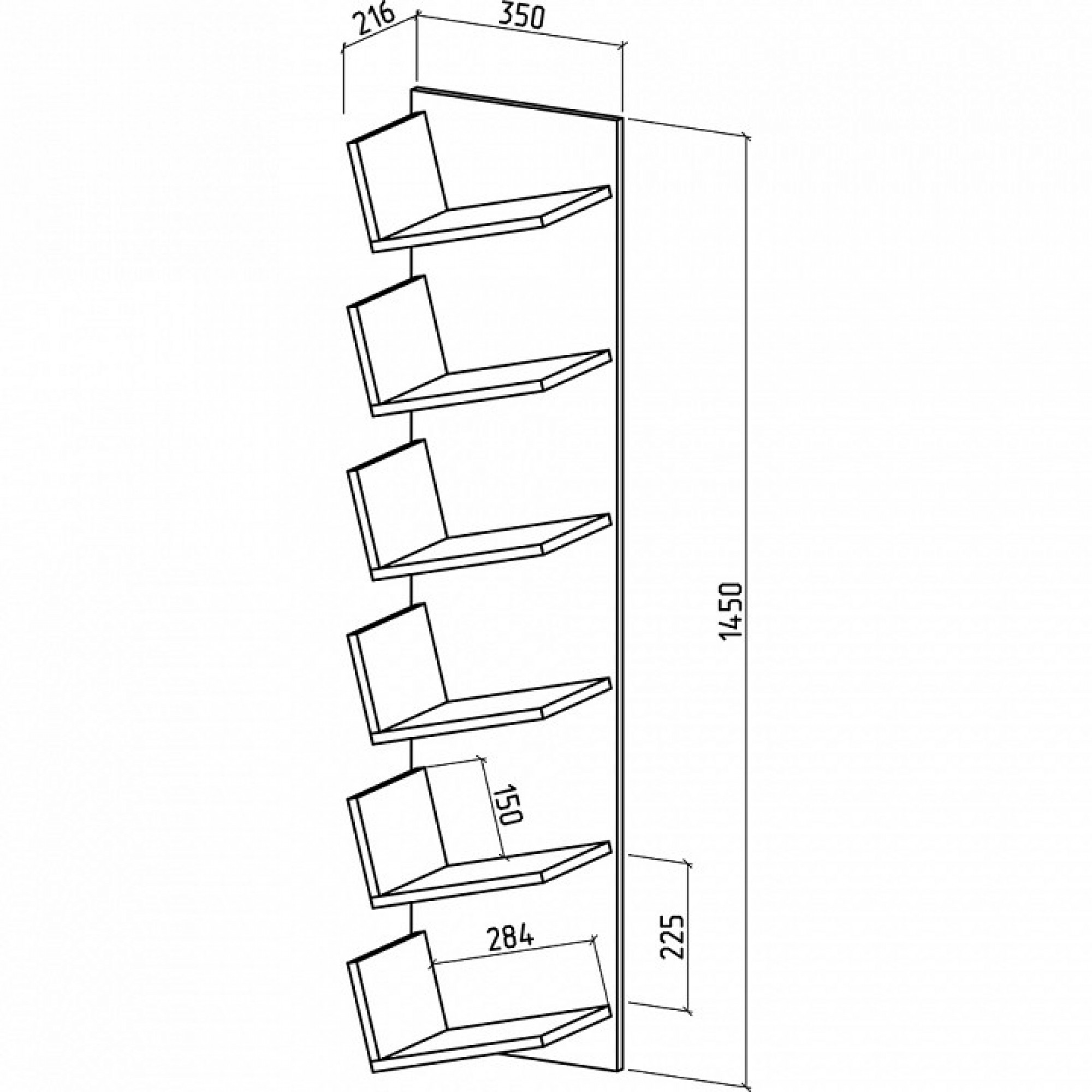 Полка книжная Чайка-4    MAS_PNCH-4-DS