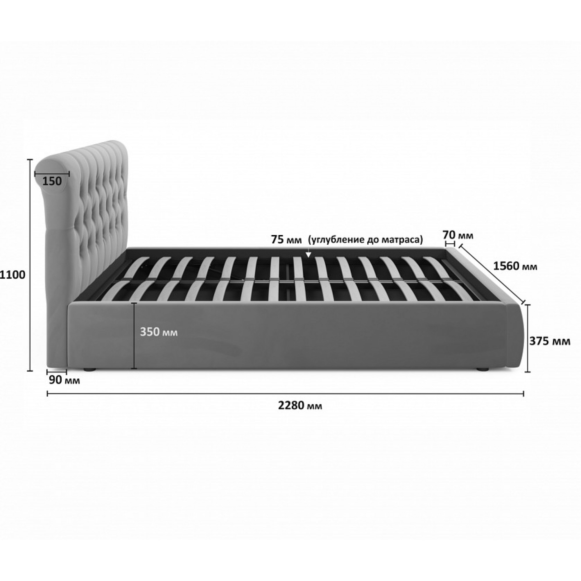 Кровать полутораспальная Ameli 2000x1400 NMB_TE-00003633