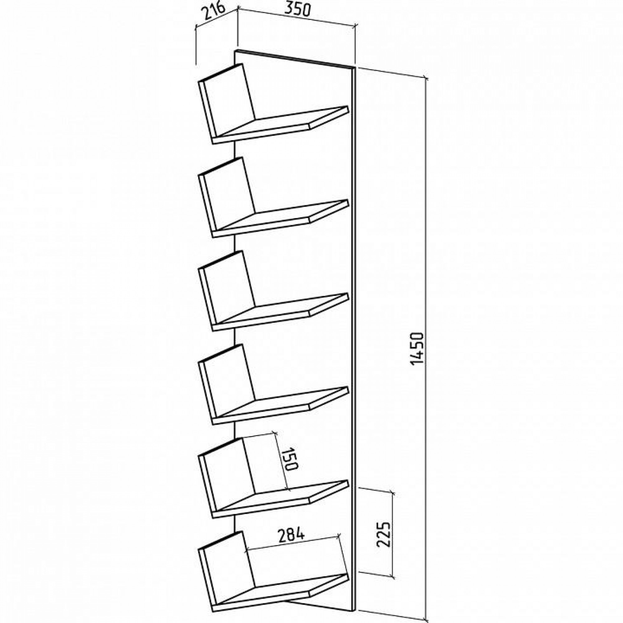 Полка книжная Чайка-4    MAS_PNCH-4-DM