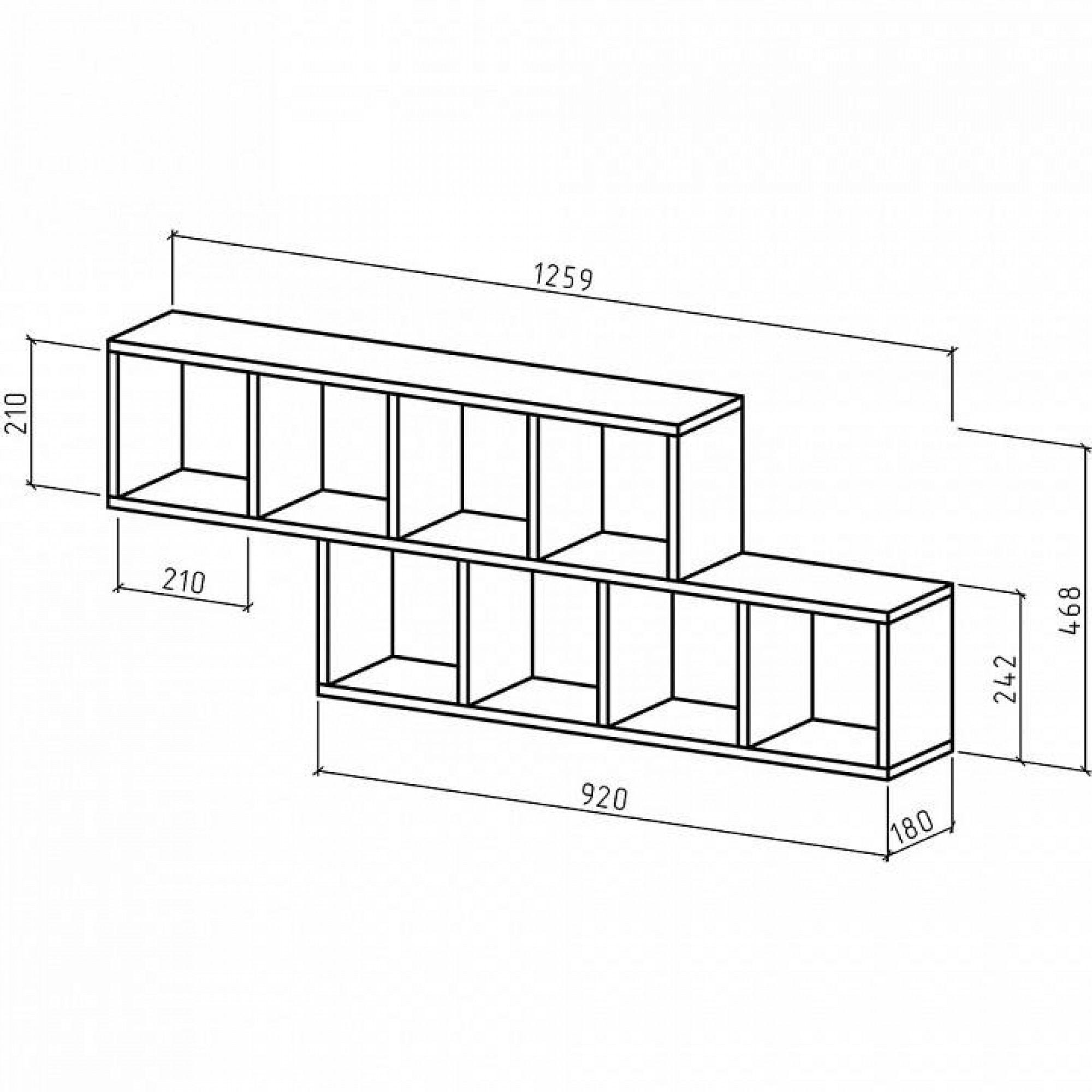 Полка книжная Вайс-7    MAS_PNV-7-DM