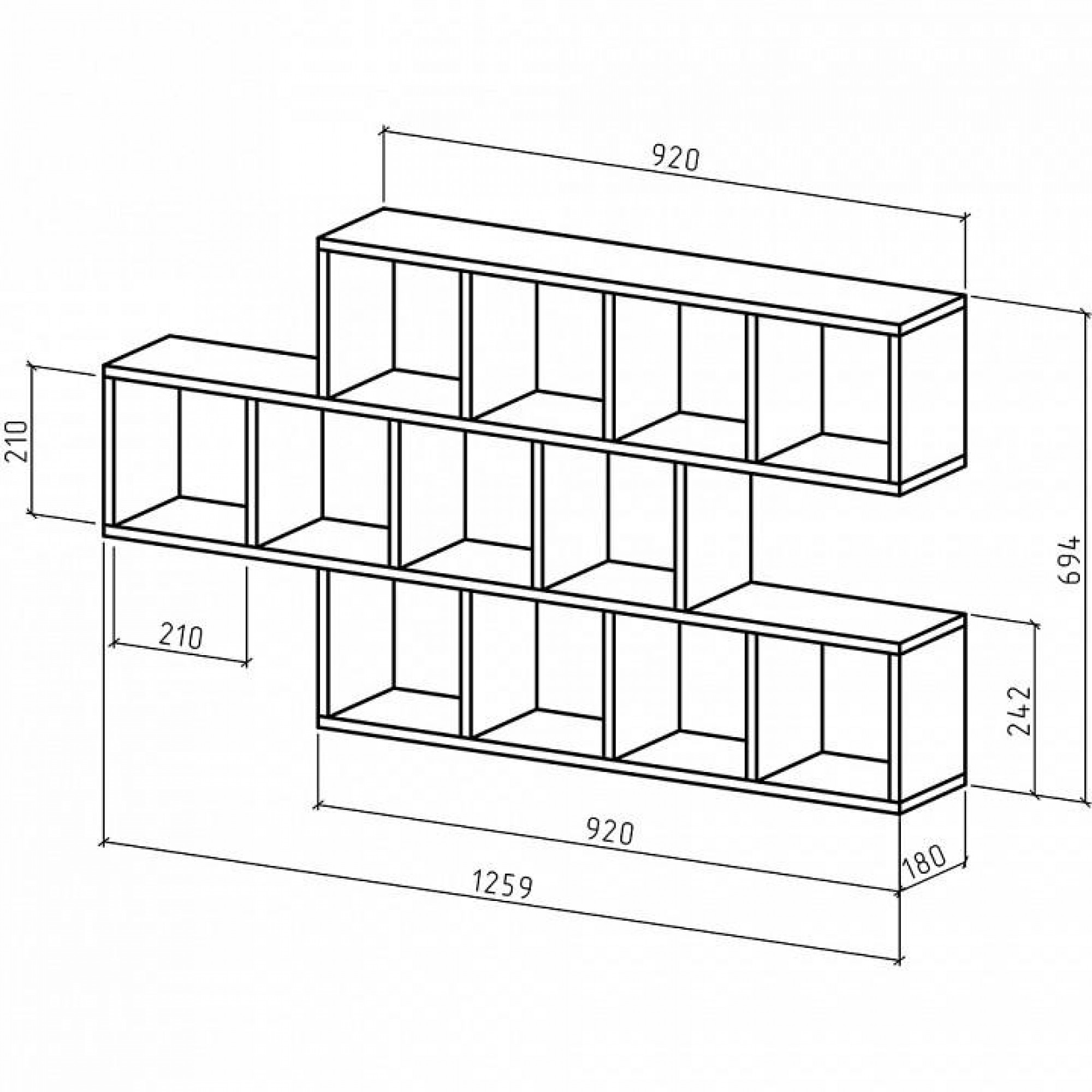 Полка книжная Вайс-9    MAS_PNV-9-DM