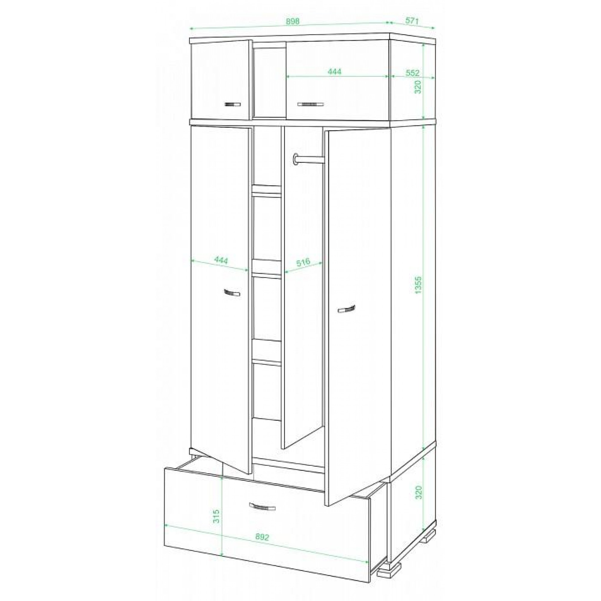 Шкаф платяной КС-20    MER_KS-20_KBE