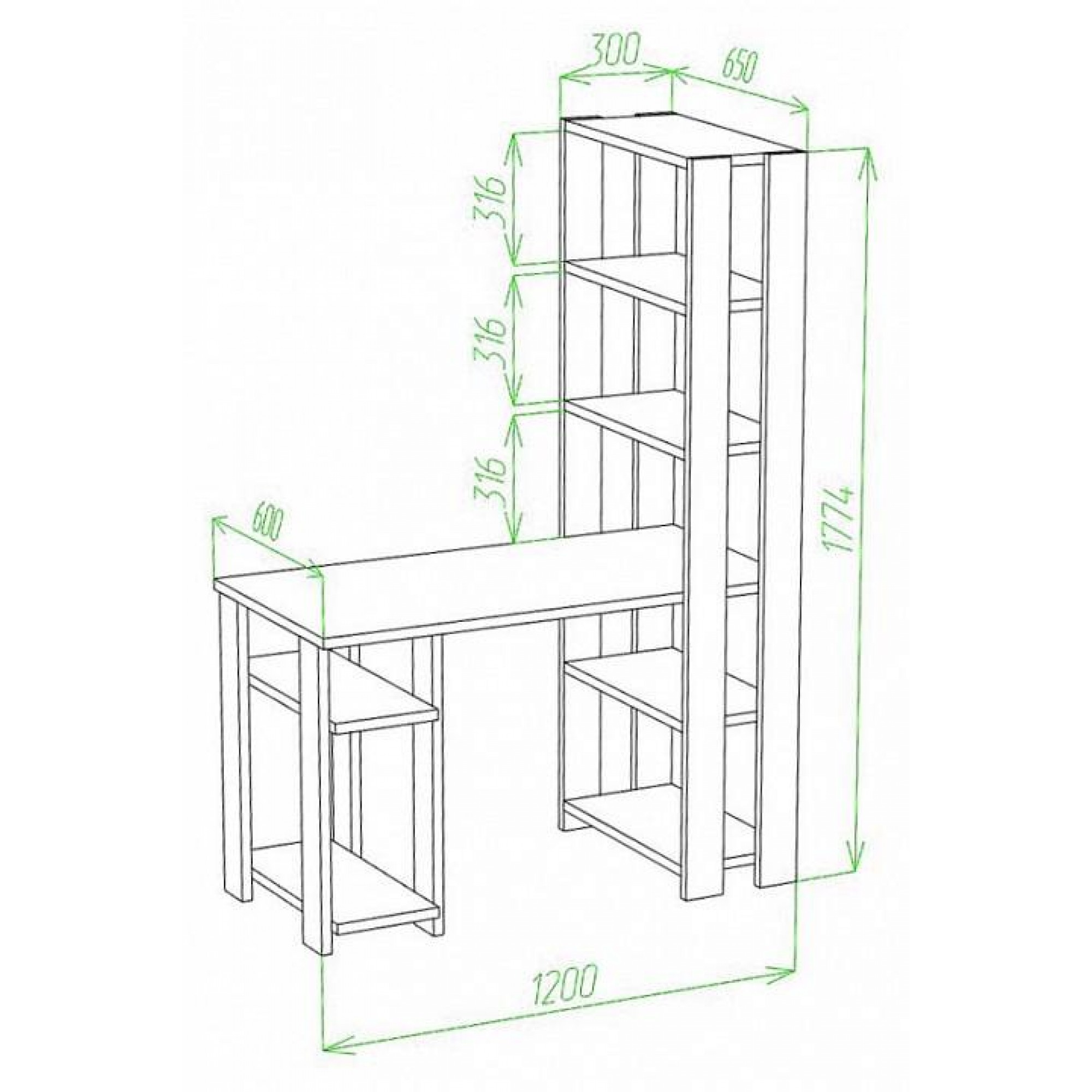 Стол компьютерный Slim СТН-180/120    MER_STN-180-120_SHK_CH