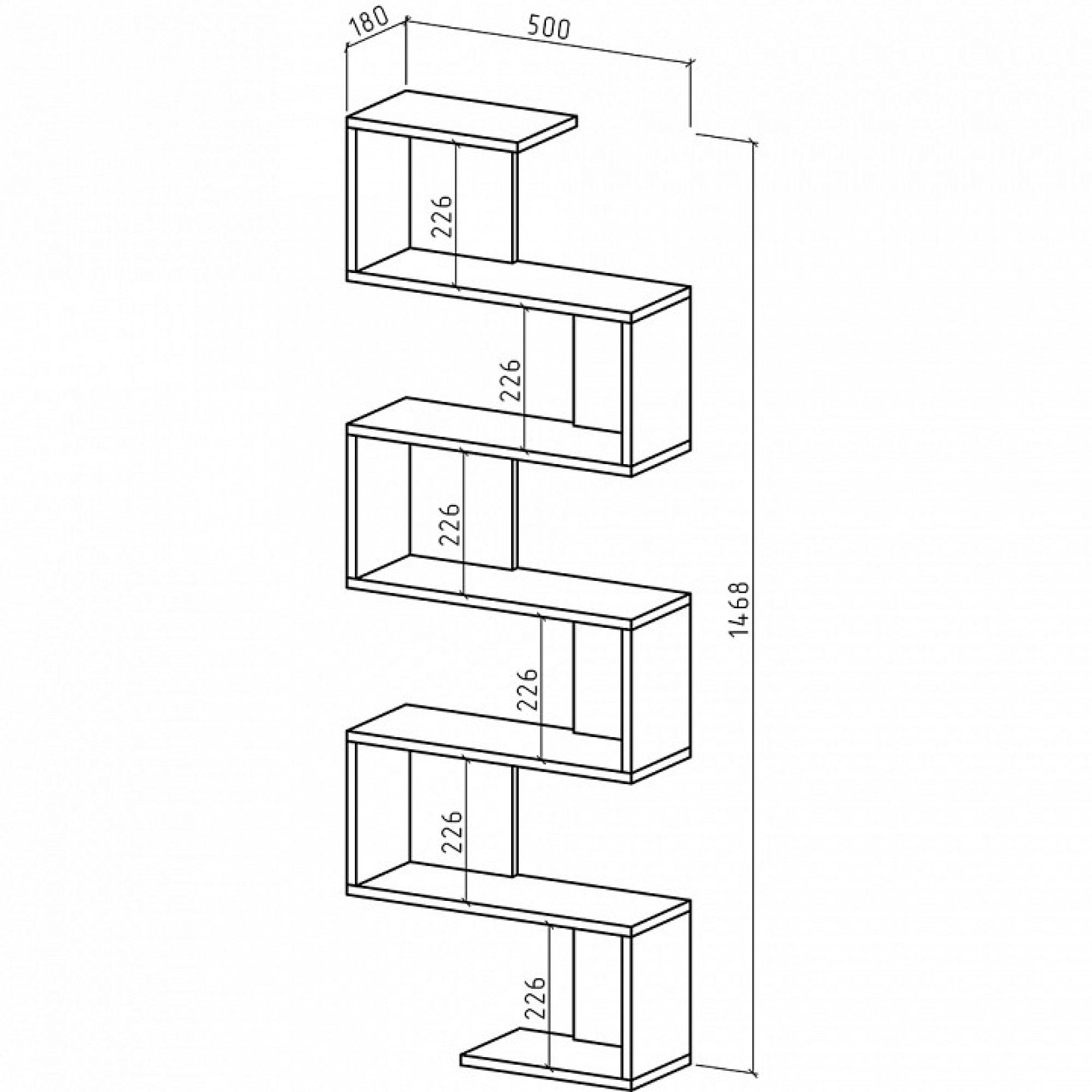 Полка книжная Грейс-3    MAS_PNG-3-DM