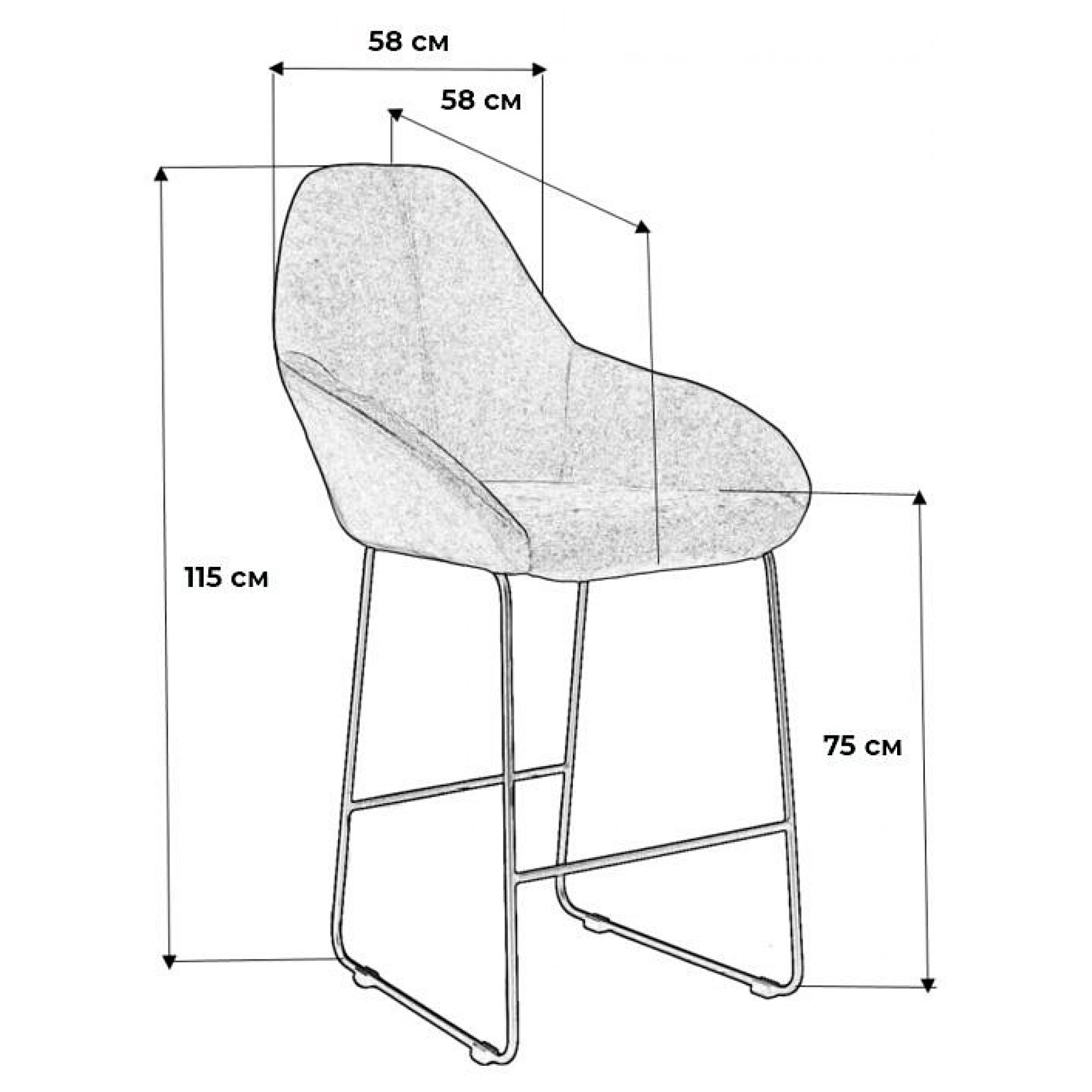 Кресло барное Kent    RST_4101198h_Braun_Bar