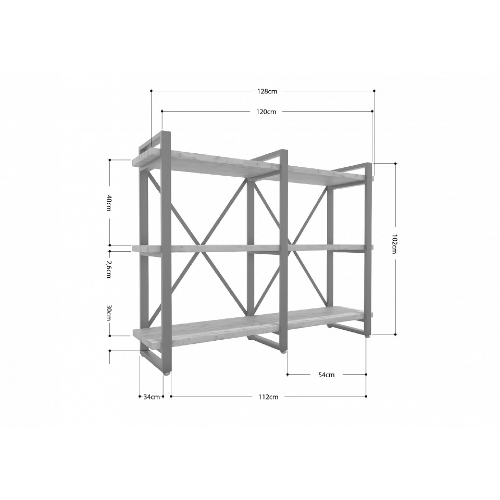 Стеллаж Айсберг Лофт 120x102-3    FSN_4s-sice-120-102-3-9003-beliy