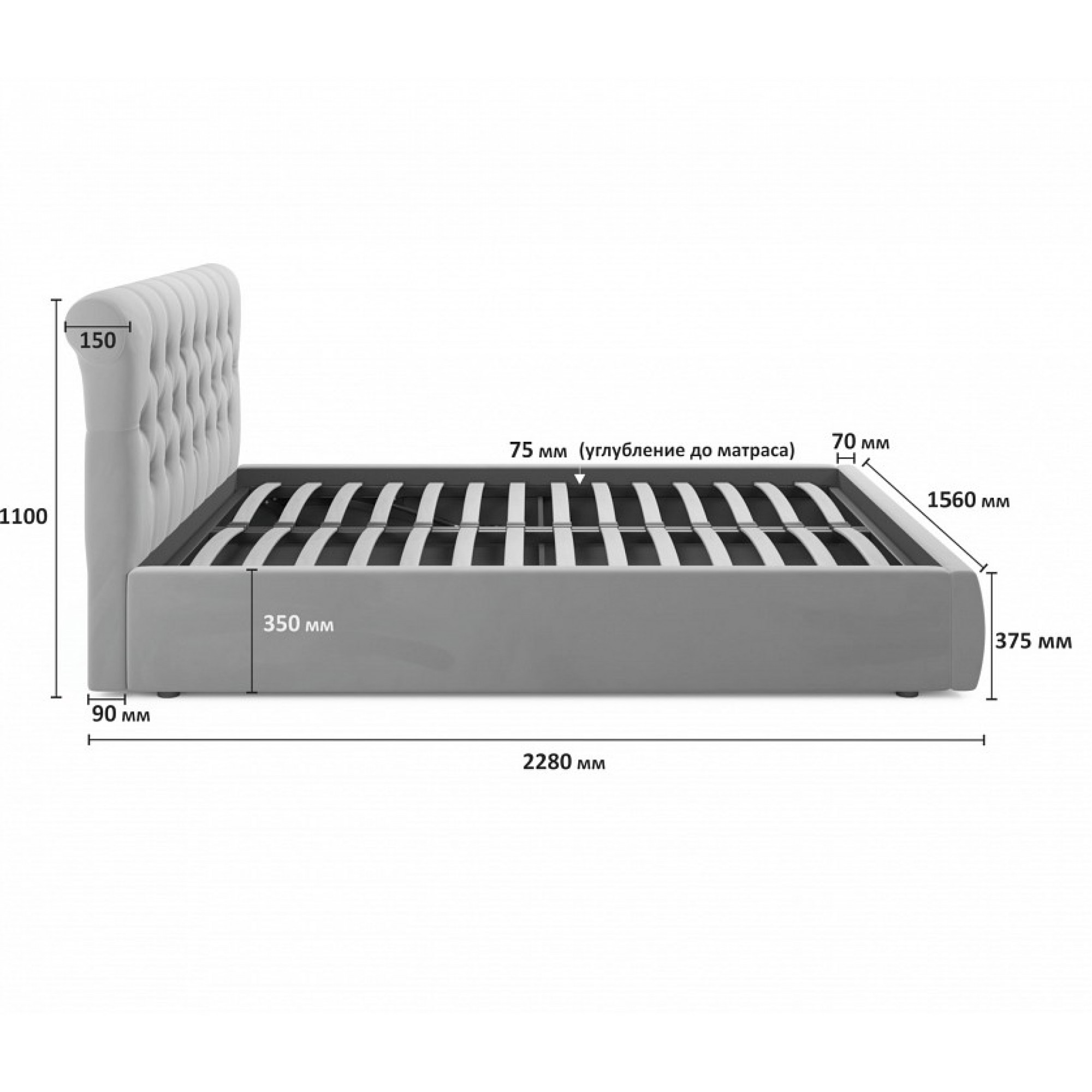 Кровать полутораспальная Ameli 2000x1400 NMB_TE-00004399